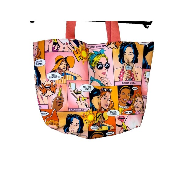 Estee Lauder Comic Strip Pop Art Tote Bag Cartoon Reusable Shopping Recycled 20" - Picture 1 of 11